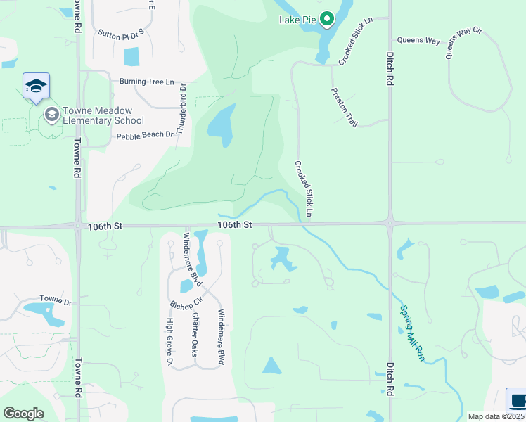 map of restaurants, bars, coffee shops, grocery stores, and more near 1700 West 106th Street in Carmel