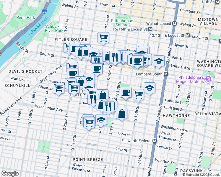 map of restaurants, bars, coffee shops, grocery stores, and more near 762 Dorrance Street in Philadelphia
