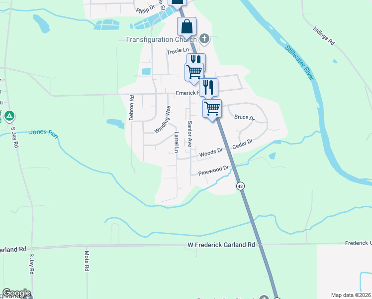 map of restaurants, bars, coffee shops, grocery stores, and more near 1285 Sanlor Avenue in West Milton