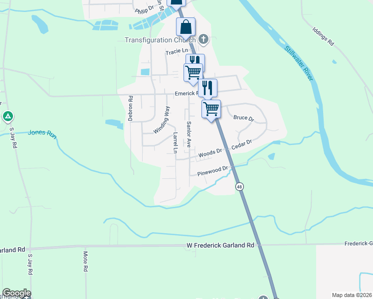 map of restaurants, bars, coffee shops, grocery stores, and more near 1285 Sanlor Avenue in West Milton