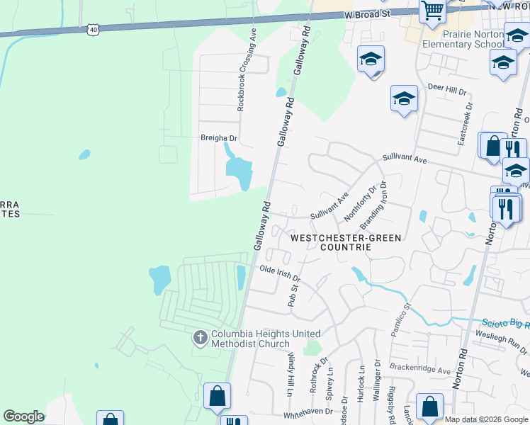 map of restaurants, bars, coffee shops, grocery stores, and more near Galloway Rd & Sullivant Ave in Columbus