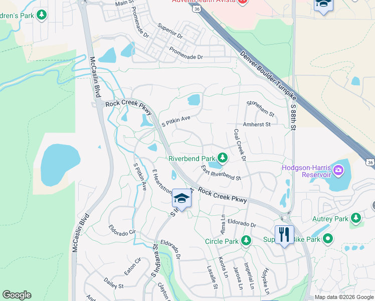 map of restaurants, bars, coffee shops, grocery stores, and more near 1307 South Gibson Court in Superior