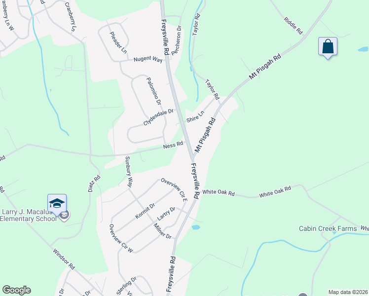 map of restaurants, bars, coffee shops, grocery stores, and more near 2140 Freysville Road in Red Lion