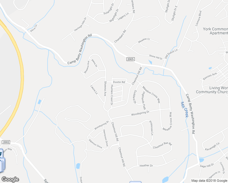 map of restaurants, bars, coffee shops, grocery stores, and more near 2703 Foxshire Drive in York