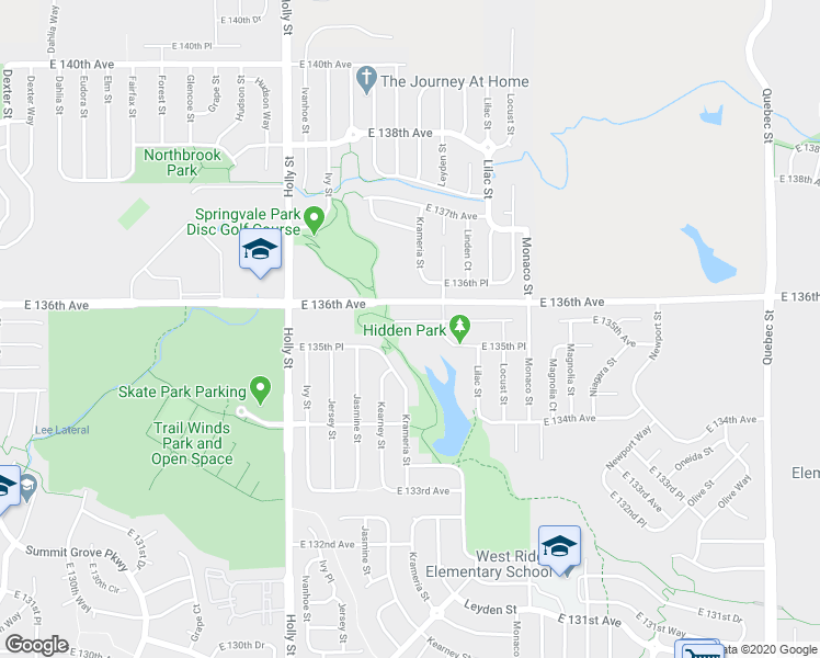 map of restaurants, bars, coffee shops, grocery stores, and more near 6216 East 135th Avenue in Thornton