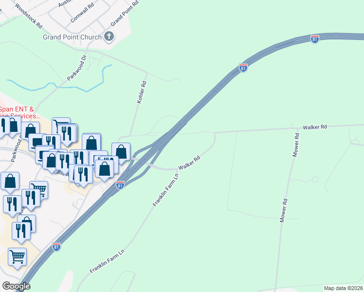 map of restaurants, bars, coffee shops, grocery stores, and more near 1376 Nolts Road in Chambersburg