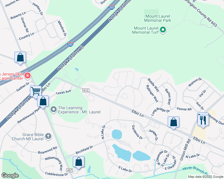 map of restaurants, bars, coffee shops, grocery stores, and more near 208 Wharton Road in Mount Laurel Township