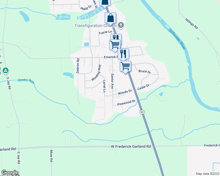 map of restaurants, bars, coffee shops, grocery stores, and more near 1285 Sanlor Avenue in West Milton