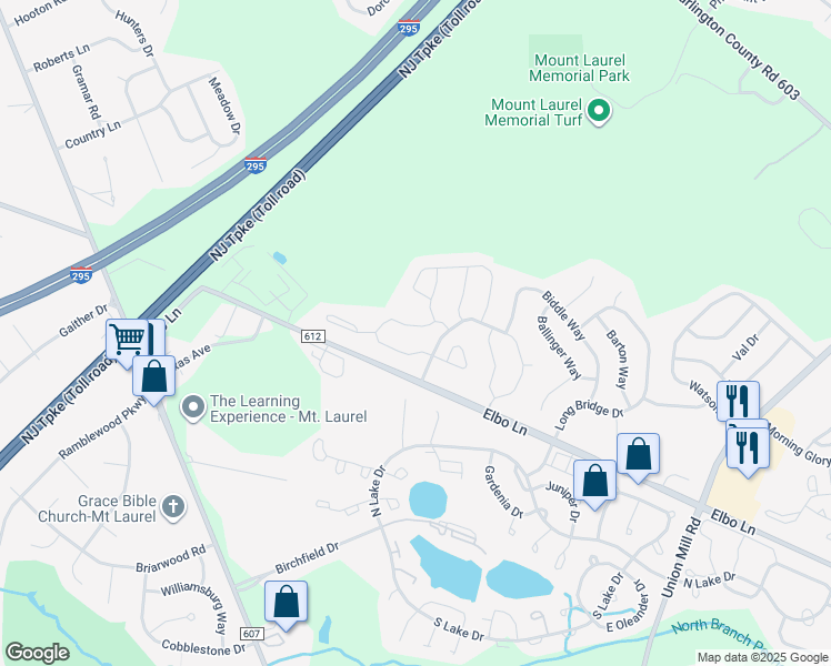 map of restaurants, bars, coffee shops, grocery stores, and more near 208 Wharton Road in Mount Laurel Township