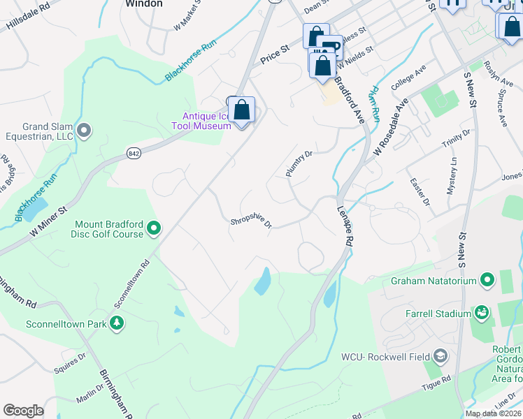 map of restaurants, bars, coffee shops, grocery stores, and more near 218 Shropshire Drive in West Chester