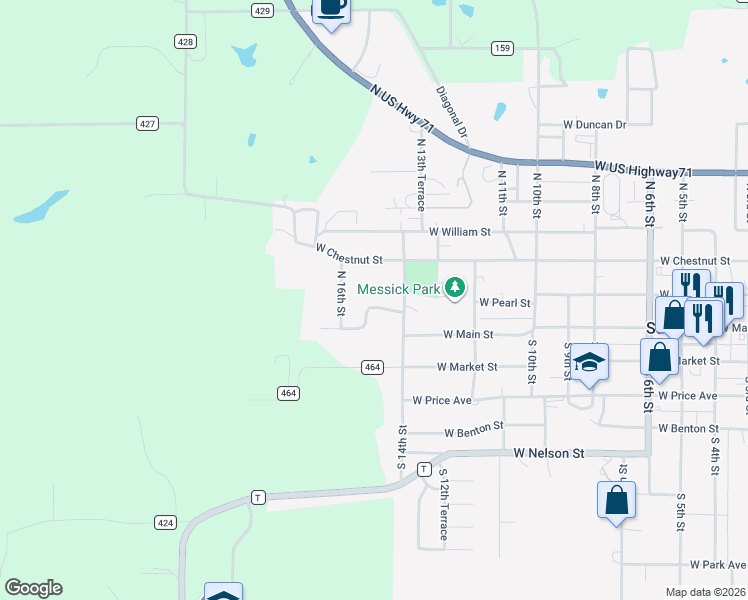 map of restaurants, bars, coffee shops, grocery stores, and more near 1408 West Main Terrace in Savannah