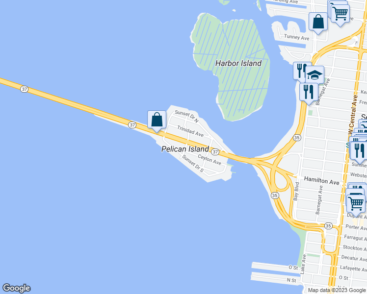 map of restaurants, bars, coffee shops, grocery stores, and more near 300 Catalina Avenue in Seaside Heights