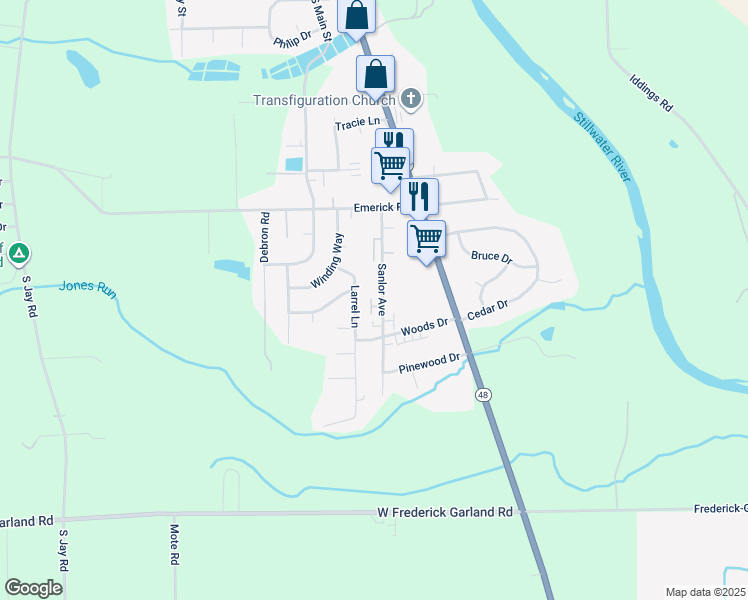 map of restaurants, bars, coffee shops, grocery stores, and more near 1285 Sanlor Avenue in West Milton