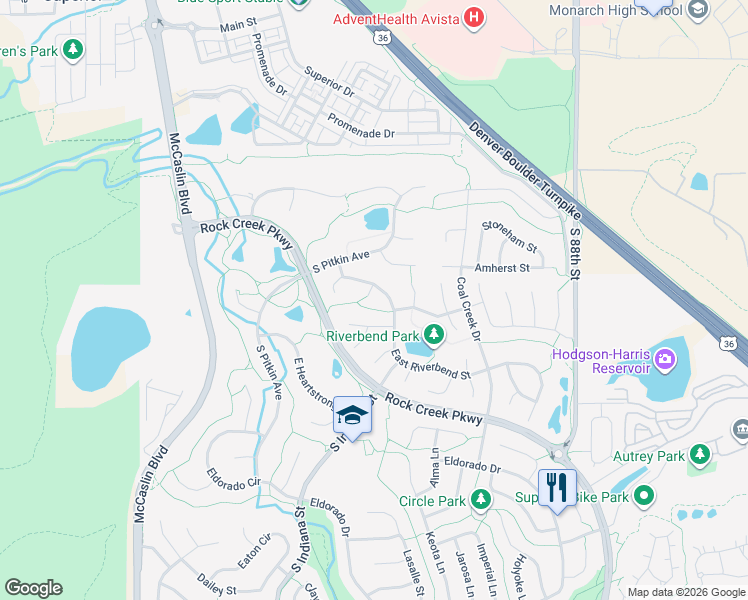 map of restaurants, bars, coffee shops, grocery stores, and more near 1307 South Gibson Court in Superior