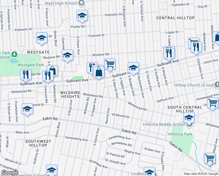 map of restaurants, bars, coffee shops, grocery stores, and more near 635 Racine Avenue in Columbus