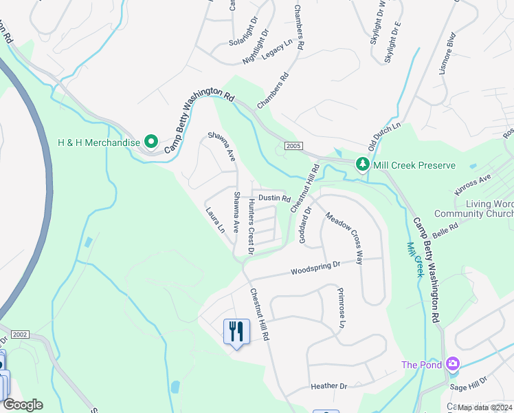 map of restaurants, bars, coffee shops, grocery stores, and more near 2705 Equestrian Drive in York