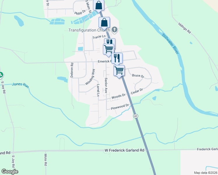 map of restaurants, bars, coffee shops, grocery stores, and more near 1195 Sanlor Avenue in West Milton