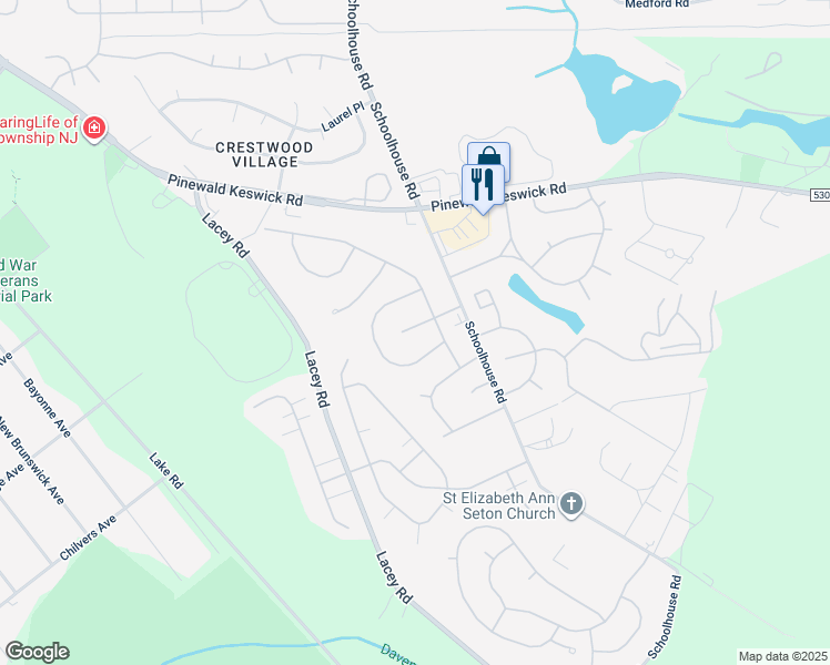 map of restaurants, bars, coffee shops, grocery stores, and more near 3 A Myrtle Place in Manchester Township
