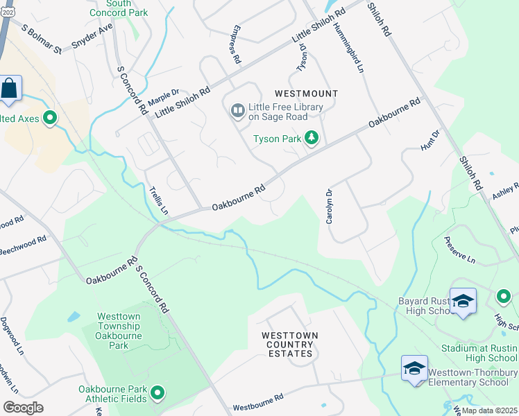 map of restaurants, bars, coffee shops, grocery stores, and more near 1019 Sage Road in West Chester