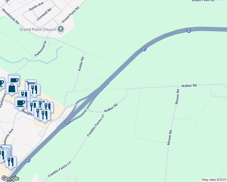 map of restaurants, bars, coffee shops, grocery stores, and more near 1438 Nolts Road in Chambersburg