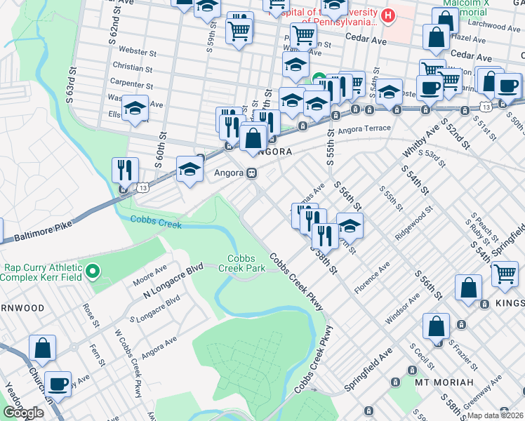 map of restaurants, bars, coffee shops, grocery stores, and more near in Philadelphia
