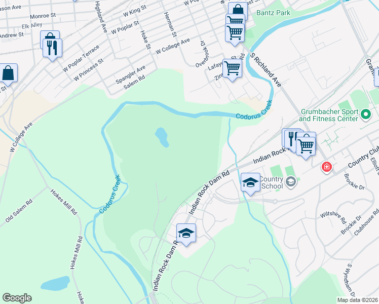 map of restaurants, bars, coffee shops, grocery stores, and more near 1173 Kings Mill Road in York