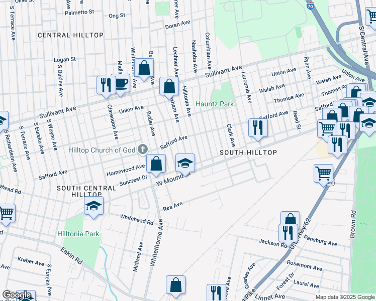 map of restaurants, bars, coffee shops, grocery stores, and more near 600 Wrexham Avenue in Columbus