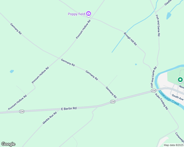 map of restaurants, bars, coffee shops, grocery stores, and more near 2180 Germany Road in East Berlin