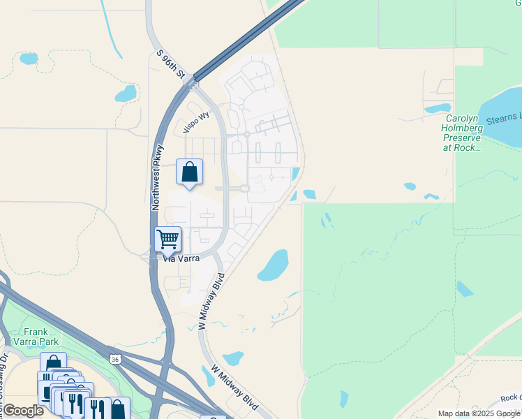 map of restaurants, bars, coffee shops, grocery stores, and more near 13598 Via Varra in Broomfield