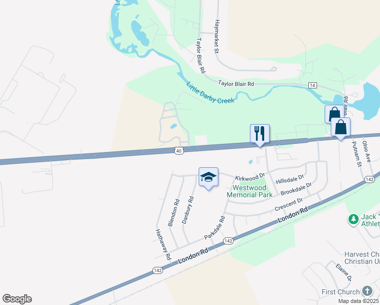 map of restaurants, bars, coffee shops, grocery stores, and more near 1000 West Main Street in West Jefferson