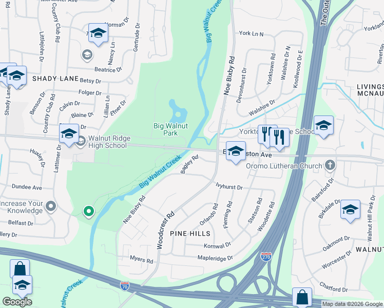 map of restaurants, bars, coffee shops, grocery stores, and more near 5224 Bagley Road in Columbus