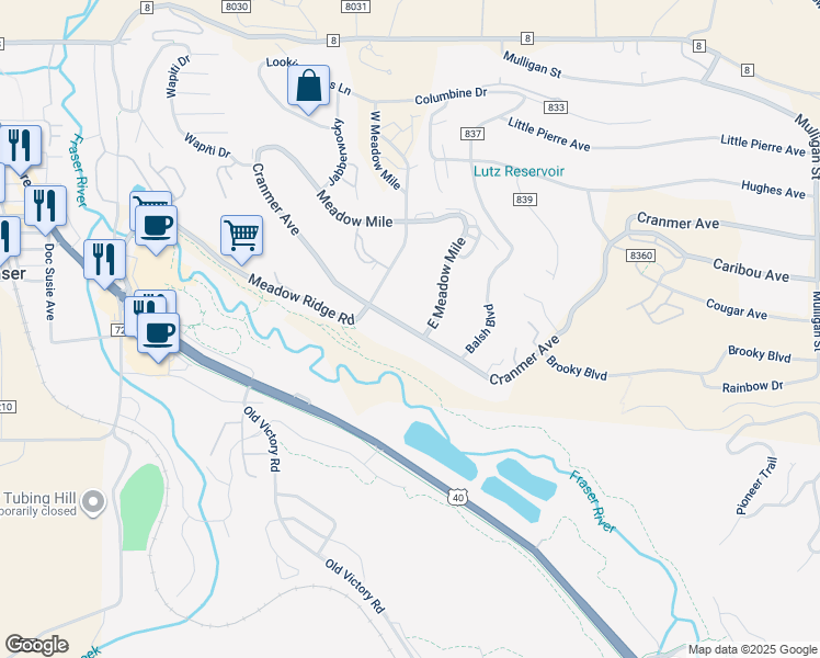 map of restaurants, bars, coffee shops, grocery stores, and more near 478 Cramner Avenue in Fraser