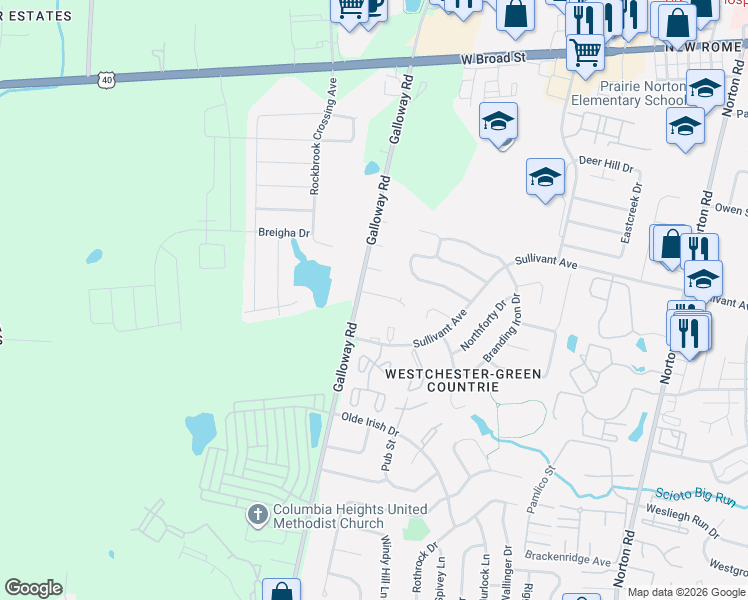 map of restaurants, bars, coffee shops, grocery stores, and more near 5817 Hunting Hollow Court in Galloway