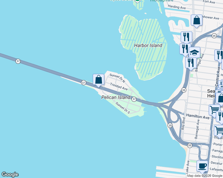 map of restaurants, bars, coffee shops, grocery stores, and more near 101 Trinidad Avenue in Seaside Heights