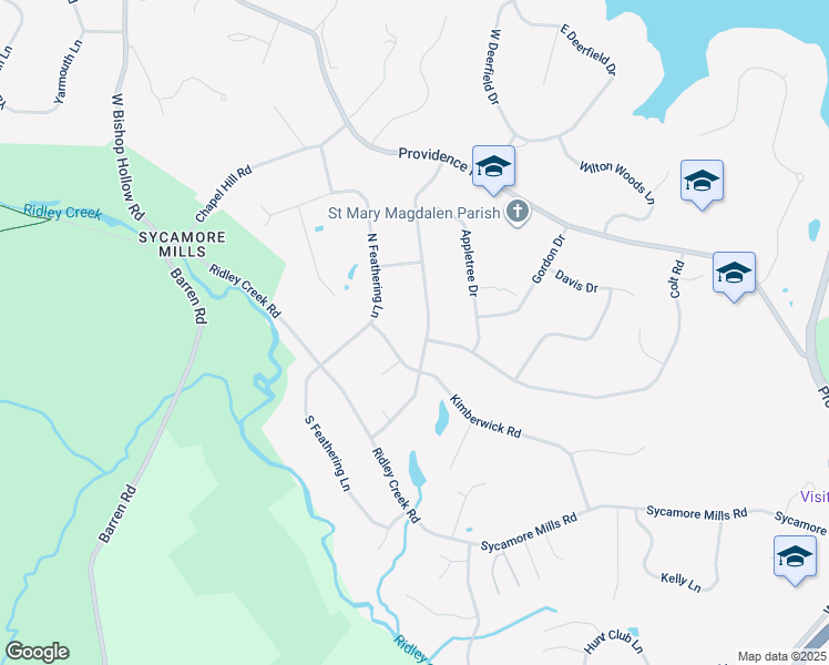 map of restaurants, bars, coffee shops, grocery stores, and more near 301 Steeplechase Drive in Media