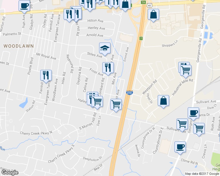 map of restaurants, bars, coffee shops, grocery stores, and more near 445 Mix Avenue in Columbus