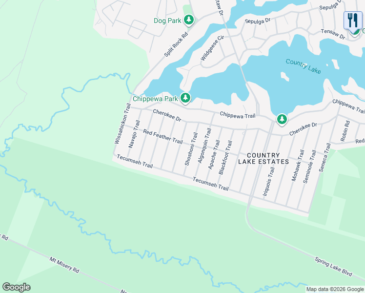 map of restaurants, bars, coffee shops, grocery stores, and more near 404 Red Feather Trail in Browns Mills