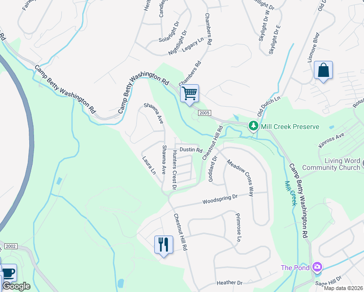 map of restaurants, bars, coffee shops, grocery stores, and more near 2756 Seabiscuit Street in York
