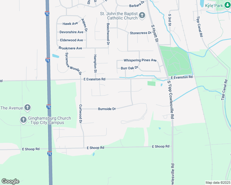 map of restaurants, bars, coffee shops, grocery stores, and more near 690 Maeghann Court in Tipp City