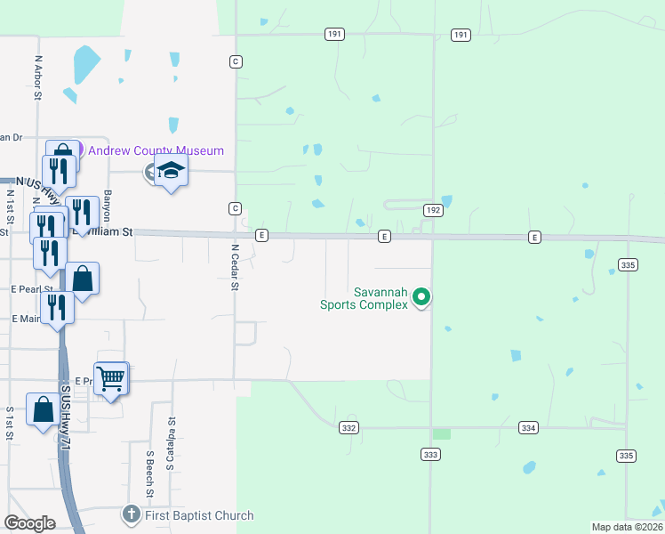 map of restaurants, bars, coffee shops, grocery stores, and more near 303 N Cypress St in Savannah