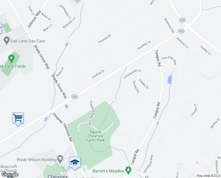 map of restaurants, bars, coffee shops, grocery stores, and more near 21 Wharton Drive in Glen Mills
