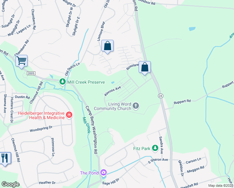 map of restaurants, bars, coffee shops, grocery stores, and more near 672 South Hampton at Waterford in York