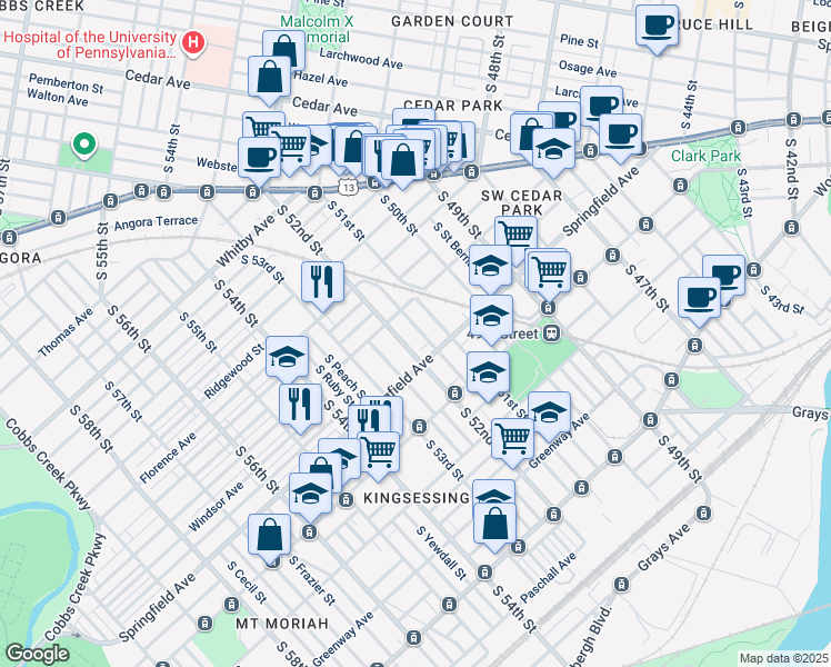 map of restaurants, bars, coffee shops, grocery stores, and more near 1032 South Paxon Street in Philadelphia
