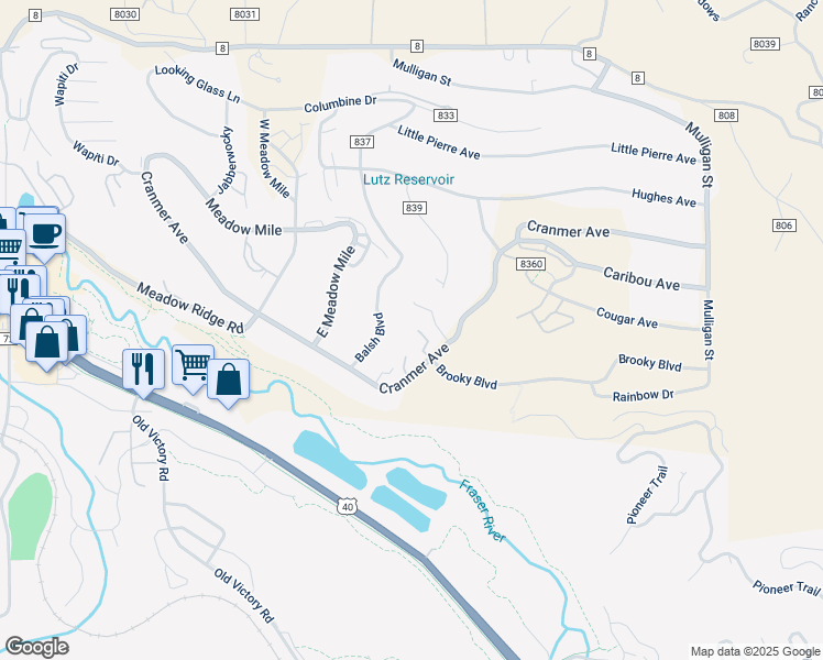 map of restaurants, bars, coffee shops, grocery stores, and more near 905 County Road in Granby