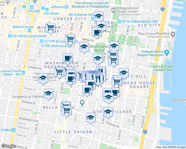 map of restaurants, bars, coffee shops, grocery stores, and more near 642 Addison Street in Philadelphia