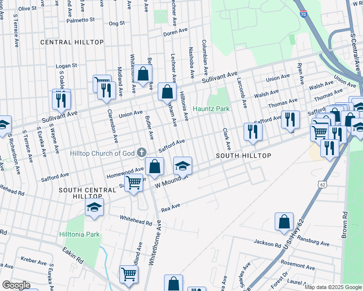 map of restaurants, bars, coffee shops, grocery stores, and more near 600 Wrexham Avenue in Columbus