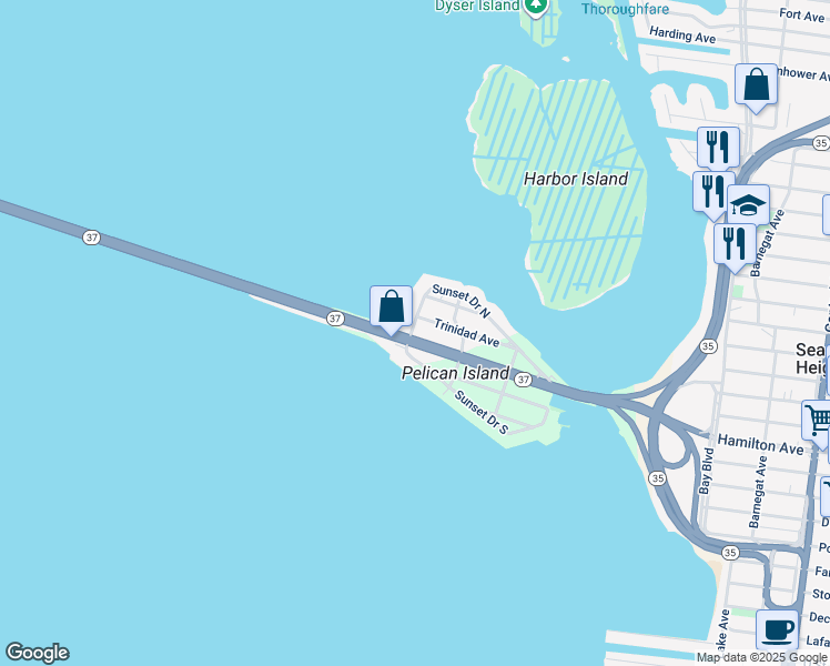 map of restaurants, bars, coffee shops, grocery stores, and more near 324 New Jersey 37 in Seaside Heights