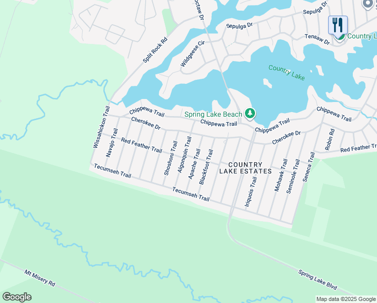 map of restaurants, bars, coffee shops, grocery stores, and more near 705 Red Feather Trail in Browns Mills