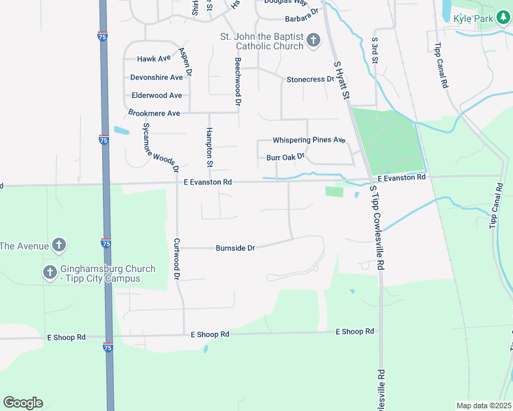 map of restaurants, bars, coffee shops, grocery stores, and more near 690 Maeghann Court in Tipp City