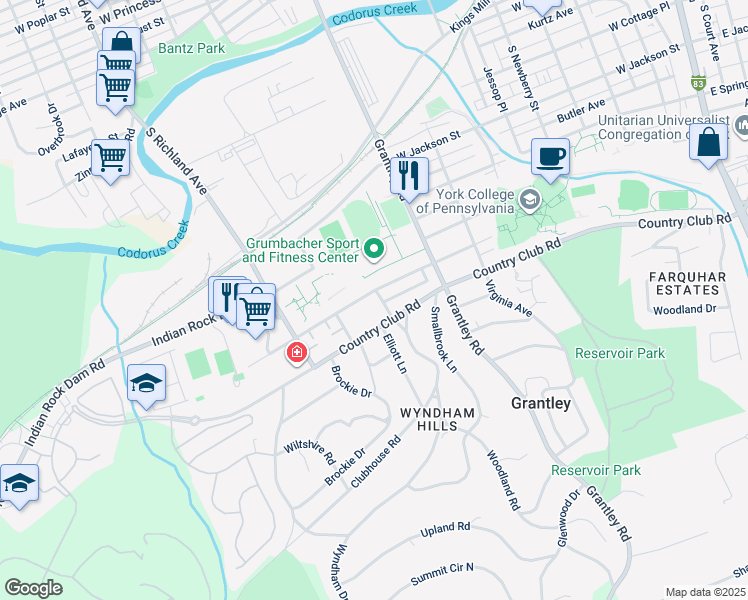 map of restaurants, bars, coffee shops, grocery stores, and more near 912 Bond Avenue in York